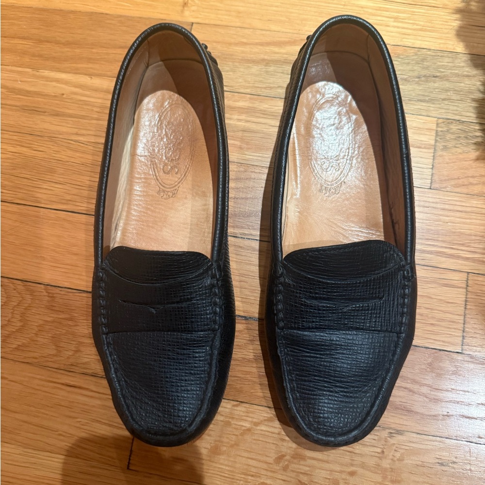 Tod's Black Textured Leather Loafers